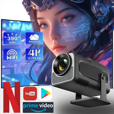 New HY320mini 4K Native 1280*720 Android 11 1080P Projector 390ANSI Wifi6 BT5.0 Cinema Outdoor Portable 180° Rotable Projector