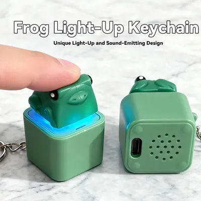 New Frog Charging Keychain with LED Light Frog Clicker, Adult Stress Relieving and Anxiety Sensing Toy S