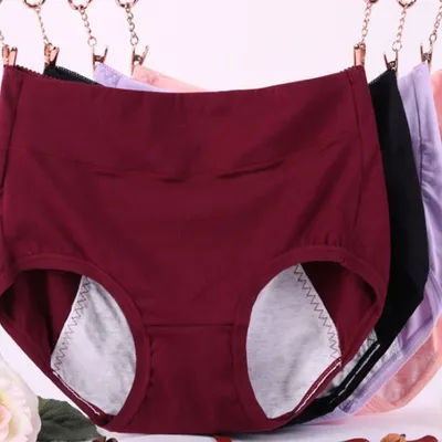 Sous-vêtements menstruels grande taille pour femmes, culottes taille haute en coton avec Protection anti-fuite jusqu'à 100kg