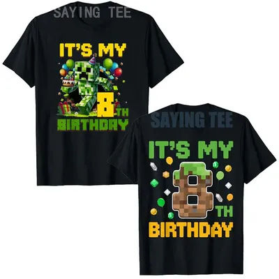 Anniversaire Garçon C'est mon 8e anniversaire Gamer Pixel Numéro T-Shirt Mignon 8 Ans Fils Nephew B-day Cadeau Niveau 8 Déclenché Disant Tee