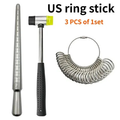 US & UK Size Ring Mandrel & Sizer Set - 4-in-1 Ring Sizing Gauge & Adjustment Tool for Jewelry Making