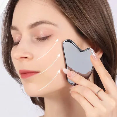 1pc Stainless Steel Gua Sha Board Beauty Skin Care Facial Tool GuaSha Massage Tool Natural Universal Facial Silver Metal