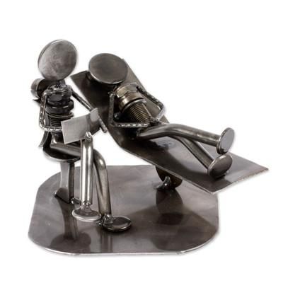 'Rustic Psychotherapist' - Unique Recycled Metal Eco Sculpture from Mexico
