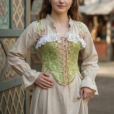Medievale Rinascimento Corsetto Corpetto Fata Nobildonna Jacquard Floreale Costume Per donna Fantasia Reale Halloween Carnevale Casual Quotidiano Fiera Rinascimentale LARP Adulti Corsetto Primavera