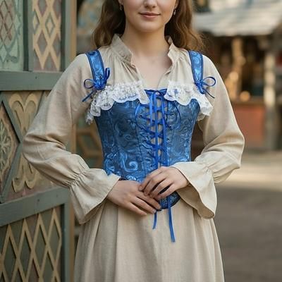 Medievale Rinascimento Corsetto Corpetto Fata Nobildonna Jacquard Floreale Costume Per donna Fantasia Reale Halloween Carnevale Casual Quotidiano Fiera Rinascimentale LARP Adulti Corsetto Primavera