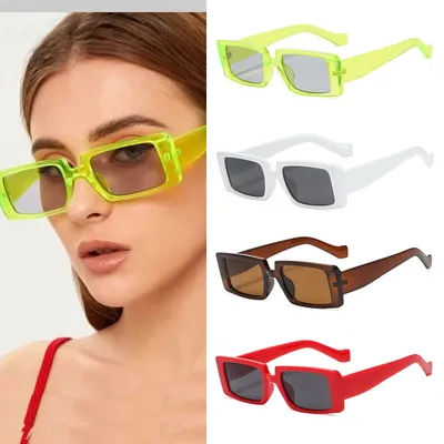 1/4 ensemble de lunettes de soleil à monture carrée large couleur bonbon, petites lunettes de soleil rectangulaires d'été pour femmes, lentille UV400, lunettes tendance UV400