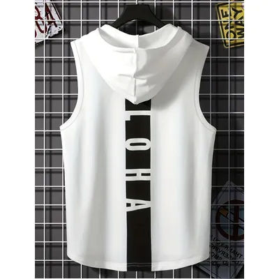 T-shirt haut gilet de sport à capuche pour hommes