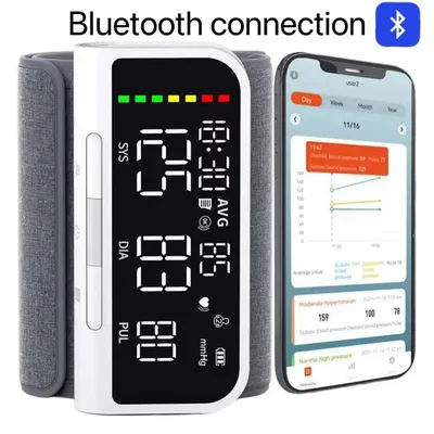 Tensiomètre vocal Bluetooth, tensiomètre numérique intelligent USB, grand écran LED pour la fréquence cardiaque et le pouls