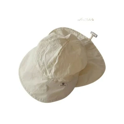 Chapeau de soleil respirant pour enfants, couleur unie, couvre-cou et oreilles, casquette de plage à large bord, Protection UV, rabat, Protection solaire, seau, été