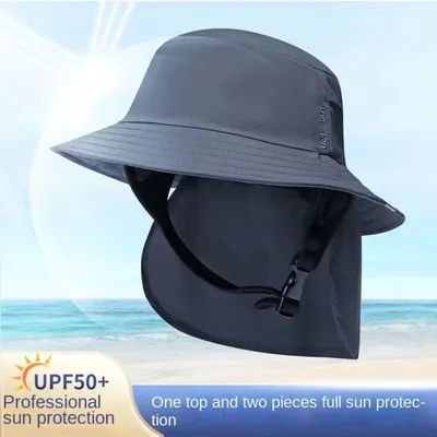 Avec mentonnière surf dos chapeau respirant à large bord dames chapeau de soleil séchage rapide UPF50 + casquette de pêcheur Sport nautique