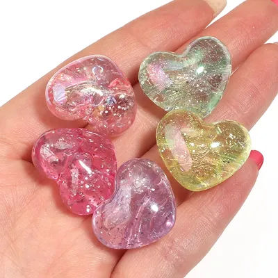 10pcs/lot Heart Crack Acrylic Beads Love Shape Loose Beads For Jewelry Making DIY Necklace Bracelet Hair Rope Decor Accessories