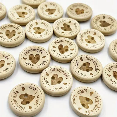 100pcs Heart-Shaped Wooden Buttons - Assorted for Sewing, Scrapbooking, Gift, Handwork, Home Decor, and Clothing Decoration
