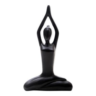 Sacred Mountain Pose,'Hand Painted Suar Wood Figure Statuette'