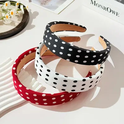 1 bandeau à pois pour femme, design contrasté noir et blanc, style frais, matière douce, haute élasticité, adapté pour