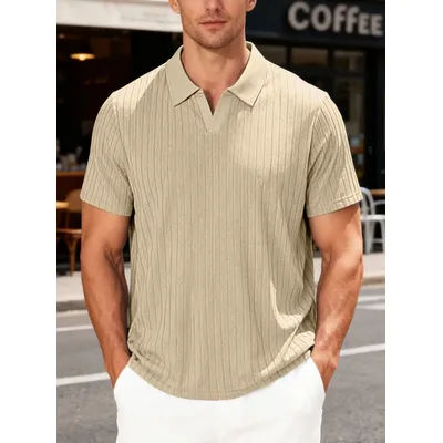 Polo tendance pour homme, couleur unie, manches courtes, t-shirt décontracté, style polyvalent, haut en tricot