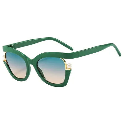 Nouveau œil de chat lunettes de soleil nacrées femmes carré luxe femme lunettes de soleil dames nuances vertes lunettes d'été UV400 Oculus Gafas