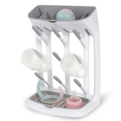 Baby Bottle Drying Rack Space Saving Countertop Holder Detachable Tray Baby Bottles Holder Organizer and Drying