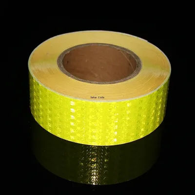 5cm*25m Reflective Tape Fluorescent Yellow Waterproof Outdoor Adhesive Road Safety Warning Stickers For Bicycle Helmet Trailers