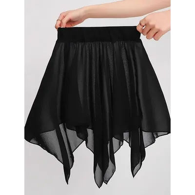 Black Ballet Dance Skirt Adult Half-length Briefs Practice Suit Butt Covering Skirt A-line Short Skirt for Latin Dance