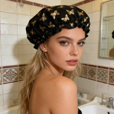 Reusable Donut Shape Waterproof Shower Cap Elastic Hair Bath Cap for Women Spa Salon Shower Swimming