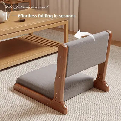 Solid wood foldable tatami back chair and room chair seat legless sitting lazy sofa