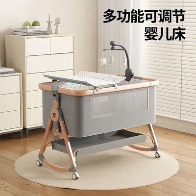 Multi Functional Baby Crib Spliced Large Bed Baby Crib Portable Foldable Movable Bed for Newborns