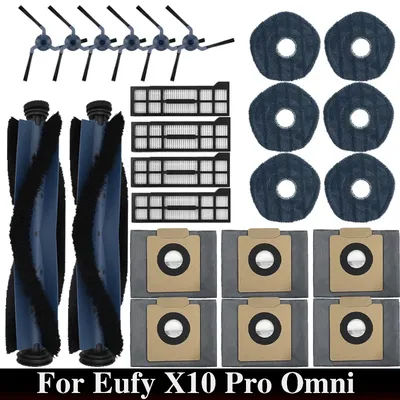 For Eufy X10 Pro Omni Robot Vacuum Spare Parts Main Side Brushes Mop Cloths HEPA Filters Dust Bags Accessories