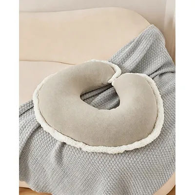 1 Pcs Soft And Comfortable Nursing Pillow With Plush Lamb Fleece Edge To Help Sleep And Breastfeed