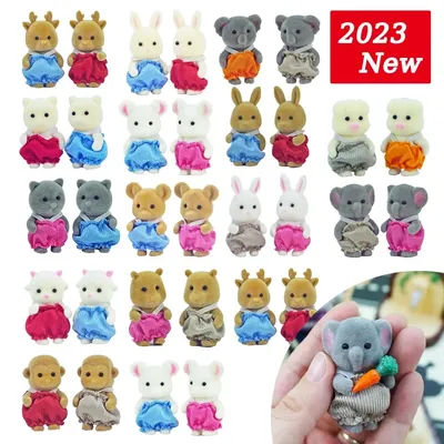 Simulation Forest Animal Baby Toys Rabbit Family Dolls Dollhouse Figures Collectible Toy 4.5CM 1:12 2PCS Furniture Set Gift