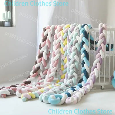 1-4M Baby Bed Bumper Handmade Knotted Braid Weaving Plush Crib Protector Infant Knot Pillow Baby Room Decor