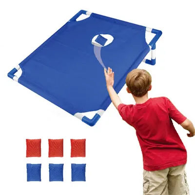 Cornhole Game Board Portable Cornhole Set Portable Cornhole Set with 1 Cornhole Game Board and 6 Bean Bags for Yard Toss Game