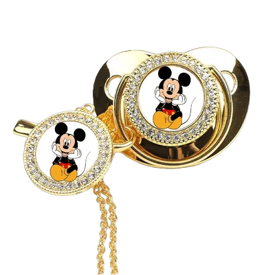 Baby pacifier anime print clip newborn feeding nipple newborn feeding playmouth holder golden glittering baby silicone teething