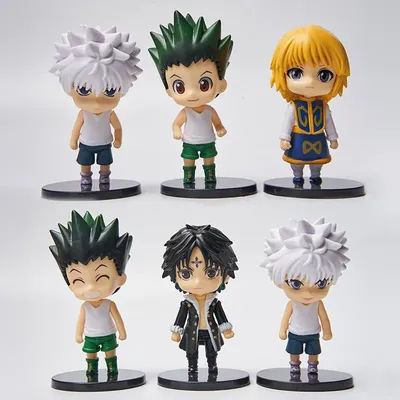 6Pcs/1Set Anime HUNTER×HUNTER Figure Killua Zoldyck Toy Chrollo Lucilfer Model GON FREECSS Doll Action Figure Kurapika Set
