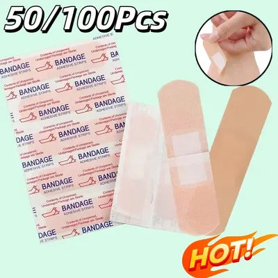 PE Waterproof Band-Aids Breathable Cushion Adhesive Plaster Wound Hemostasis Sticker Band First Aid Bandage Medical Gauze 2026