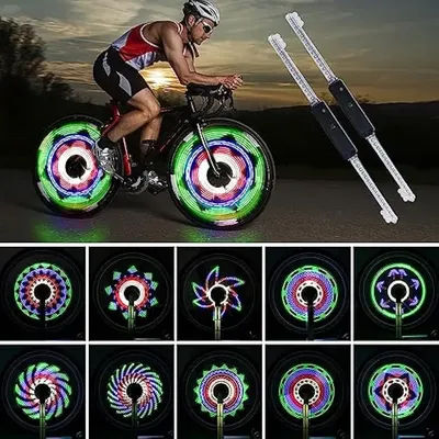 Rechargeable LED Spoke Tire Light, 64 LEDs And 30 Eye-Catching Graphics, Ideal Hub Light For Mountain Bikes, Road Bikes, Hybrids