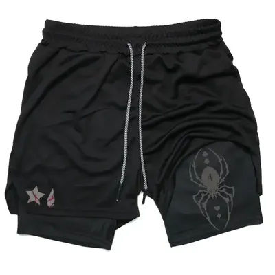 Anime Hunter X Hunter Performance Shorts Men 2-in-1 Running Compression Shorts Training Sport Gym Quick Dry Shorts with Pockets