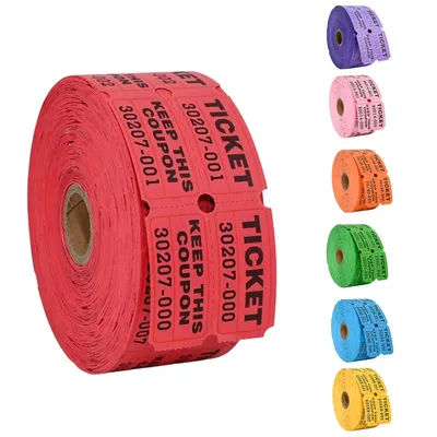 1000pcs Colorful Tearable Raffle Tickets Double Rolls Admission Ticket Game Ticket For Events Carnivals Entry Class Reward