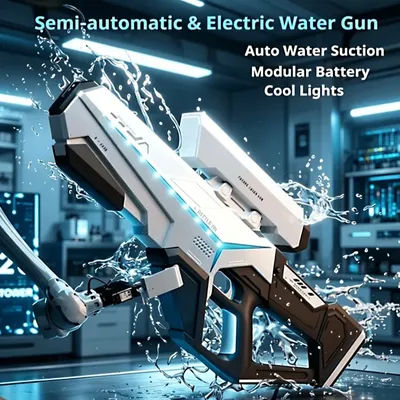 New Electric LED Water Gun Automatic Water Suctionarge-capacity Continuous Water Spray Summer Game Interaction Children's Gift