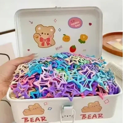 30/60/90Pcs Random Colorful Star BB Hairclips Cute Star Barrettes Simple Metal Snap Clip Headdress Hair Cute headwear