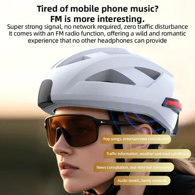 New bike riding helmet Men's night riding lights integrated intelligent Bluetooth helmet listening to music half helmet.