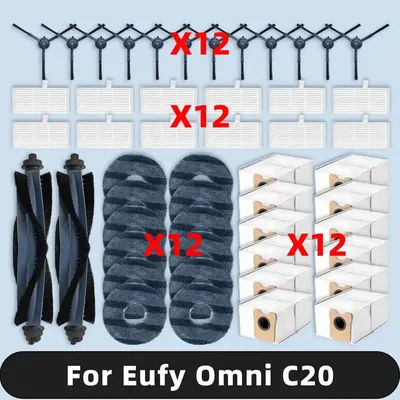 Compatible For Eufy Omni C20 Robot Vacuum Spare Parts Main Side Brush Hepa Filter Mop Cloth Dust Bag Accessories Consumables