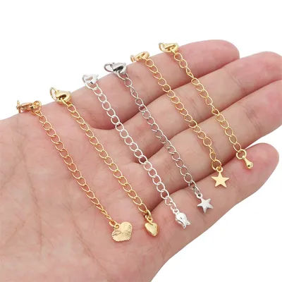 1/2/5pcs Brass Extension Extended Tail Chains with Lobster Clasps Connectors for DIY Jewelry Making Findings Bracelet Necklaces