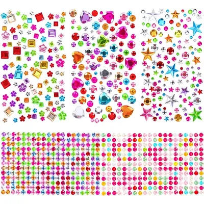 880pcs Gem bead Stickers Rhinestones for Crafts Self Adhesive Jewels Acrylic DIY Craft Decorative Diamond Stickers for Girls kid