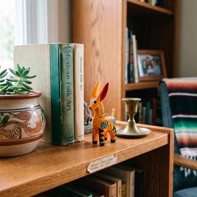 'Folk Art-Themed Orange Copal Wood Alebrije Donkey Figurine'
