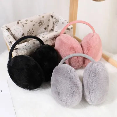 Cache-oreilles pelucheux en fausse fourrure pour hommes et femmes, cache-oreilles en cachemire doux, cache-oreilles pour filles, téléphone de sauna pliable pour enfants, cache-oreilles d'hiver, 1PC