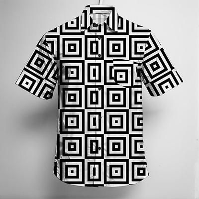 Retrò Vintage Anni '70 Camicia Camicia Aloha Hippie Disco Geometrico Costume Per uomo Mascherata Vacanza Feste Parata dell'Orgoglio Adulti Camicia