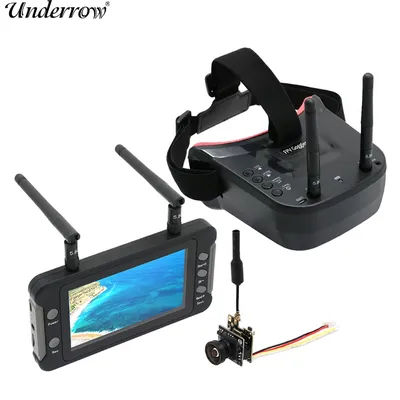 Lunettes FPV 5.8G 40CH à double antenne avec moniteur vidéo HD et transmetteur 5.8G 25mW, caméra FPV + OSD pour drone de course