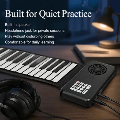 Piano à 88 touches pliable en silicone, clavier numérique portable électrique avec 16 tons, 10 rythmes, 6 chansons de démonstration, enregistrement, prise casque, haut-parleur intégré
