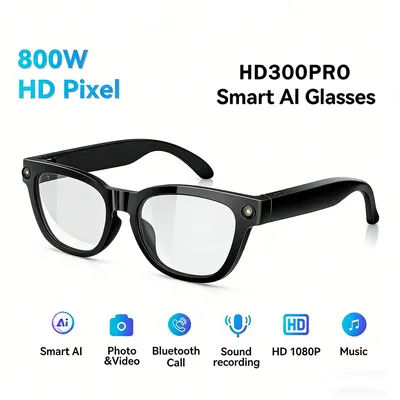 Lunettes Intelligentes IA 2026 avec Caméra 800W Pixels, Traduction, Enregistrement Photo/Vidéo, Appel Bluetooth 5.4, Étanche, Lunettes de Soleil Intelligentes