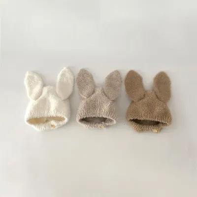 Hiver bébé oreillette chapeau mignon lapin oreille en peluche infantile garçon fille casquette couleur unie enfant en bas âge enfants chaud oreille Protection Bonnet Bonnet